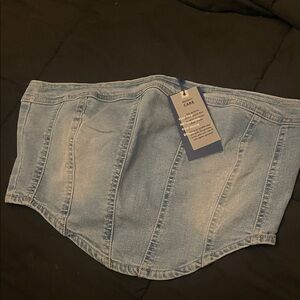 Love Tree Light Blue Denim Crop Top